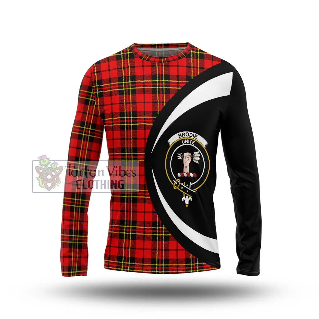 Brodie Modern Tartan Long Sleeve T-Shirt with Family Crest Circle Style