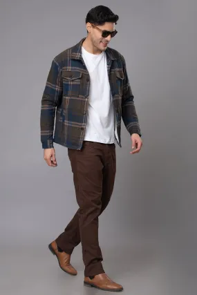 BROWN BLUE CHECKS JACKET