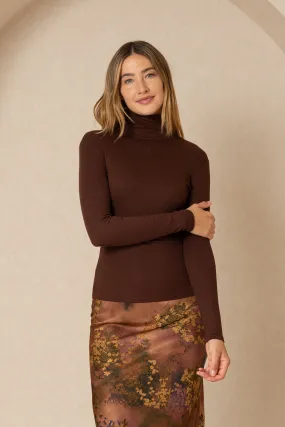 Brown Solid Turtleneck