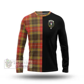 Buchanan Old Set Weathered Tartan Long Sleeve T-Shirt with Family Crest and Half Of Me Style