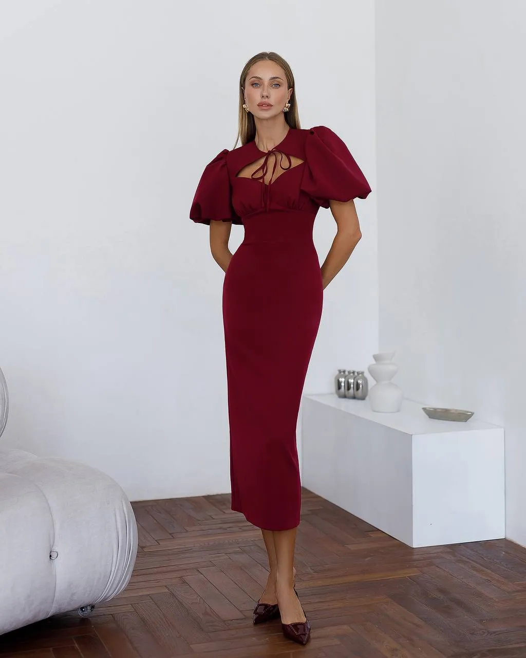 Burgundy midi dress “Julia”