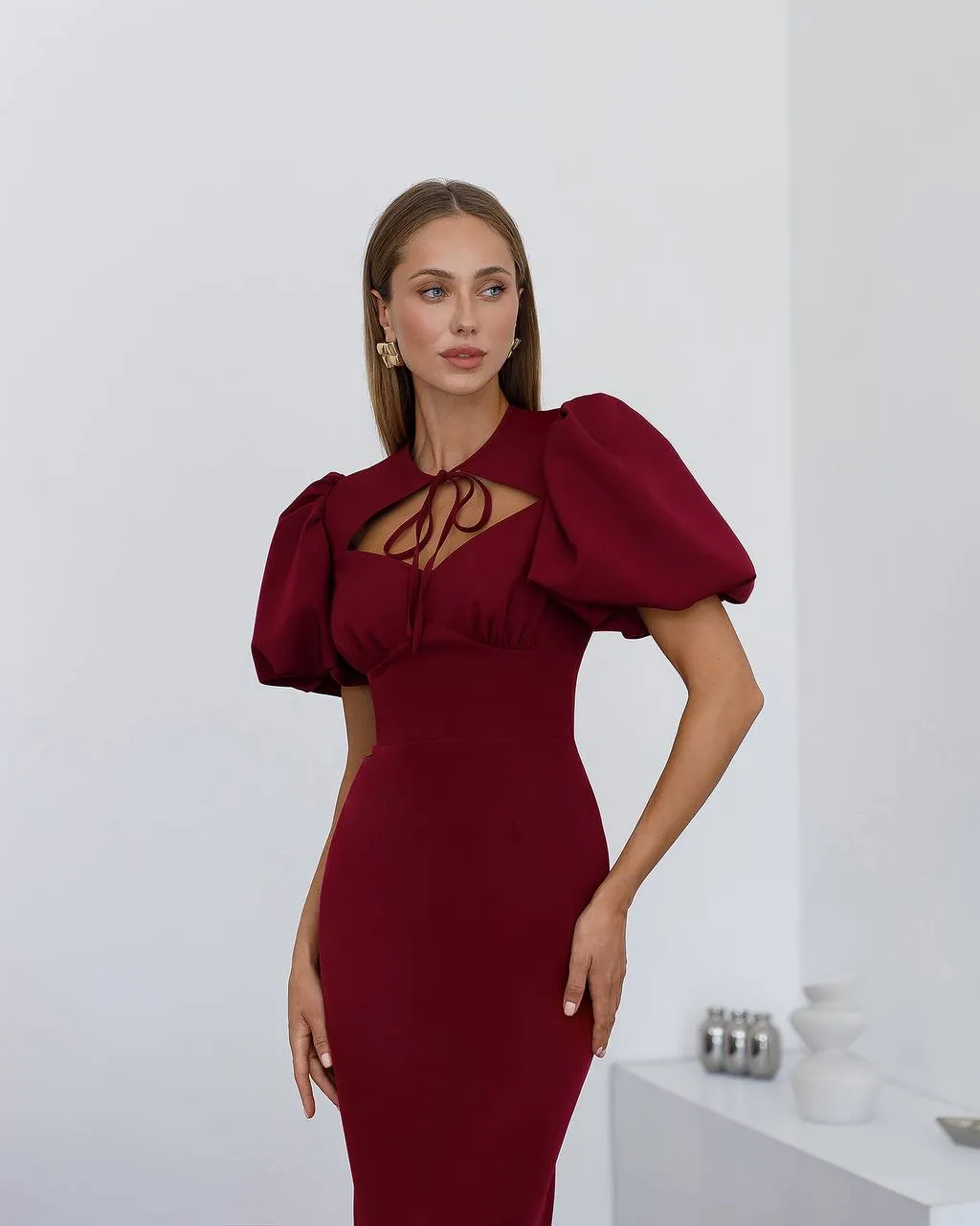 Burgundy midi dress “Julia”