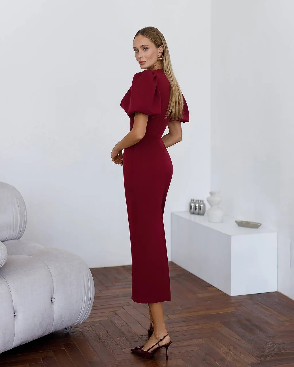 Burgundy midi dress “Julia”