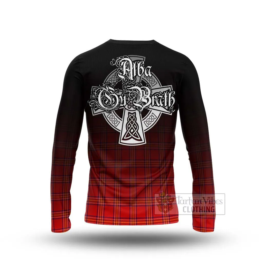 Burnett Tartan Long Sleeve T-Shirt Featuring Alba Gu Brath Family Crest Celtic Inspired