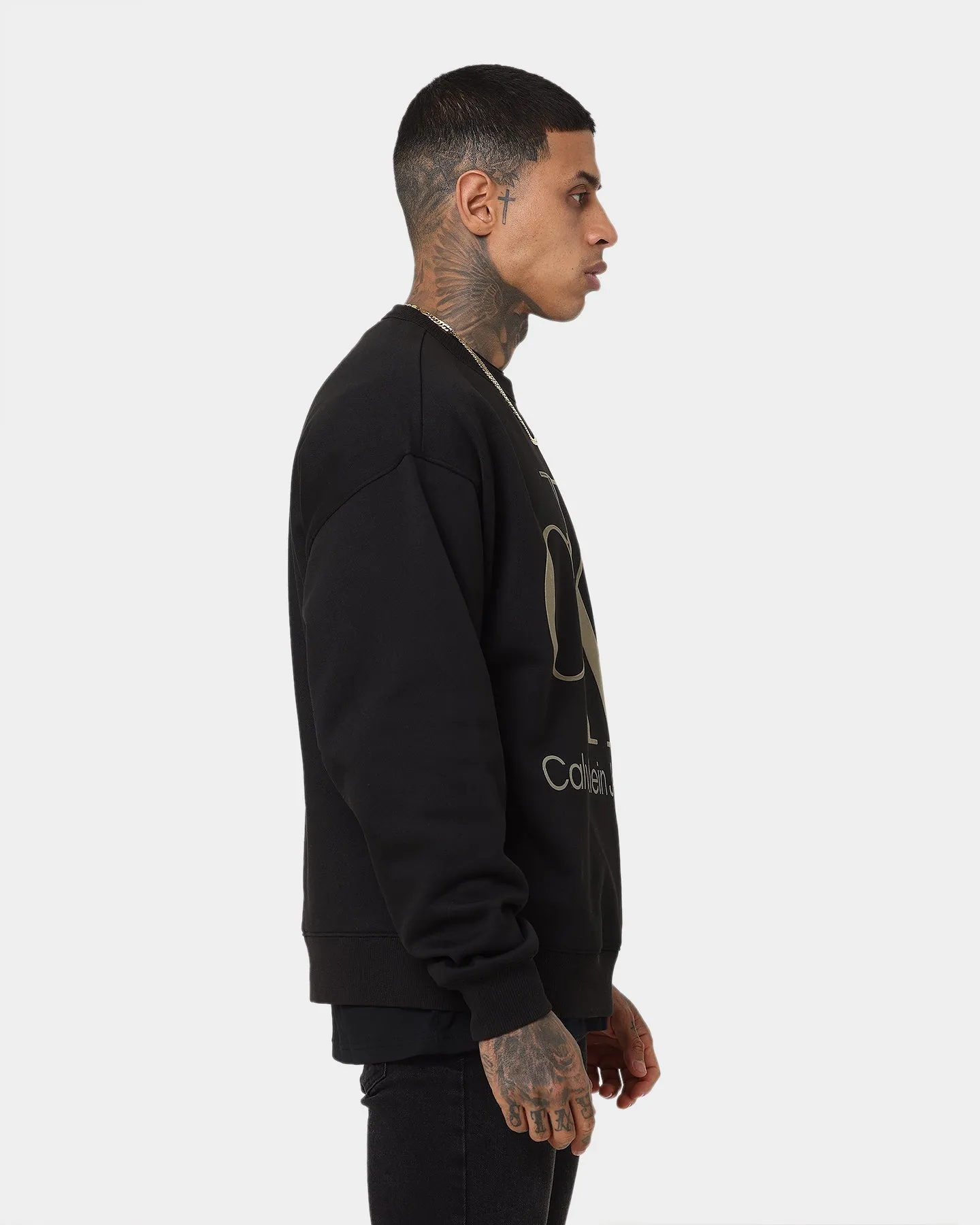 Calvin Klein High Shine CK Institution Crewneck Ck Black