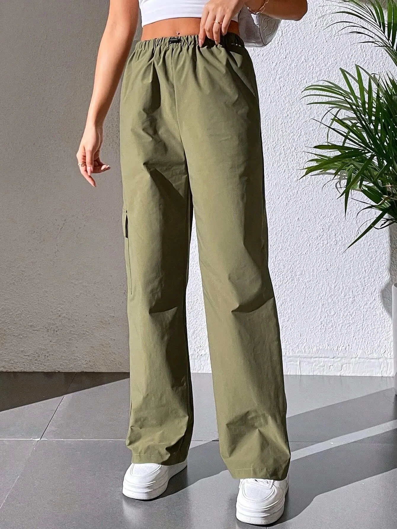 Casual Plain Cargo Cropped Pant