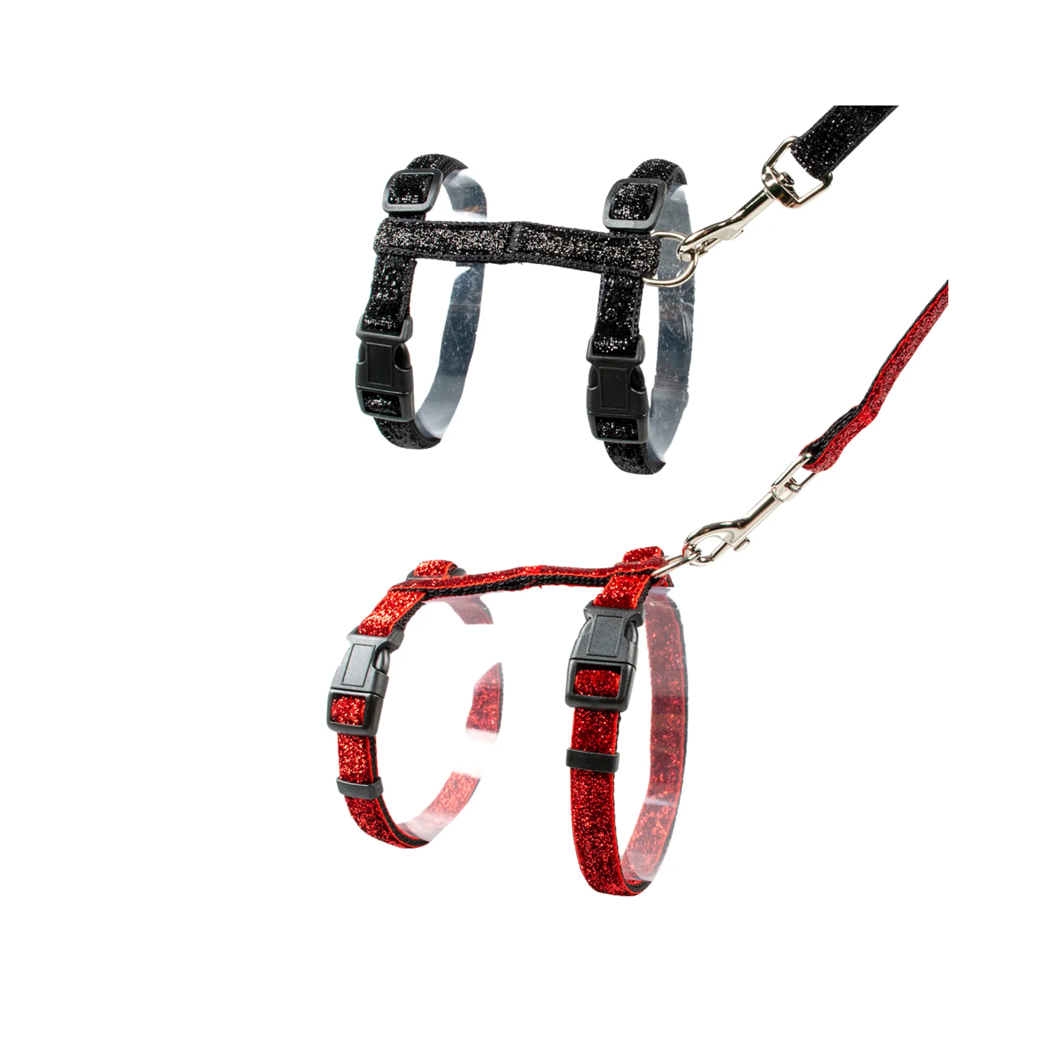 CAT WALKING SET GLITTER BLACK/RED