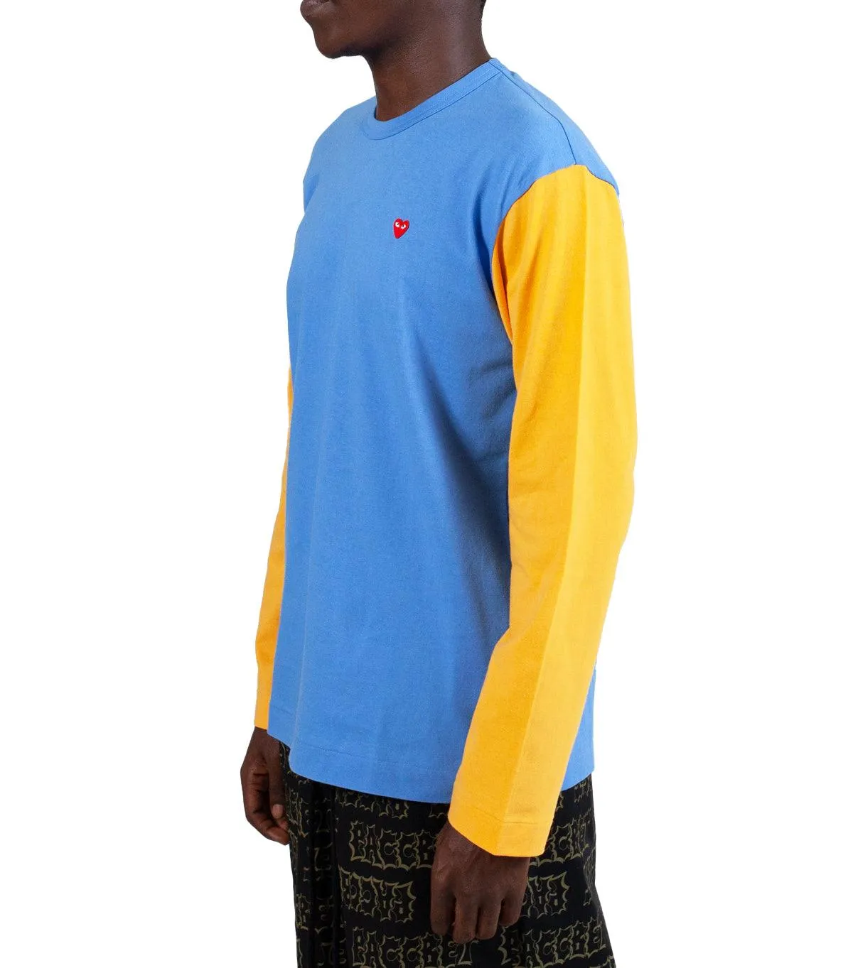 CdG PLAY Bi-Color Long Sleeve T-Shirt Blue