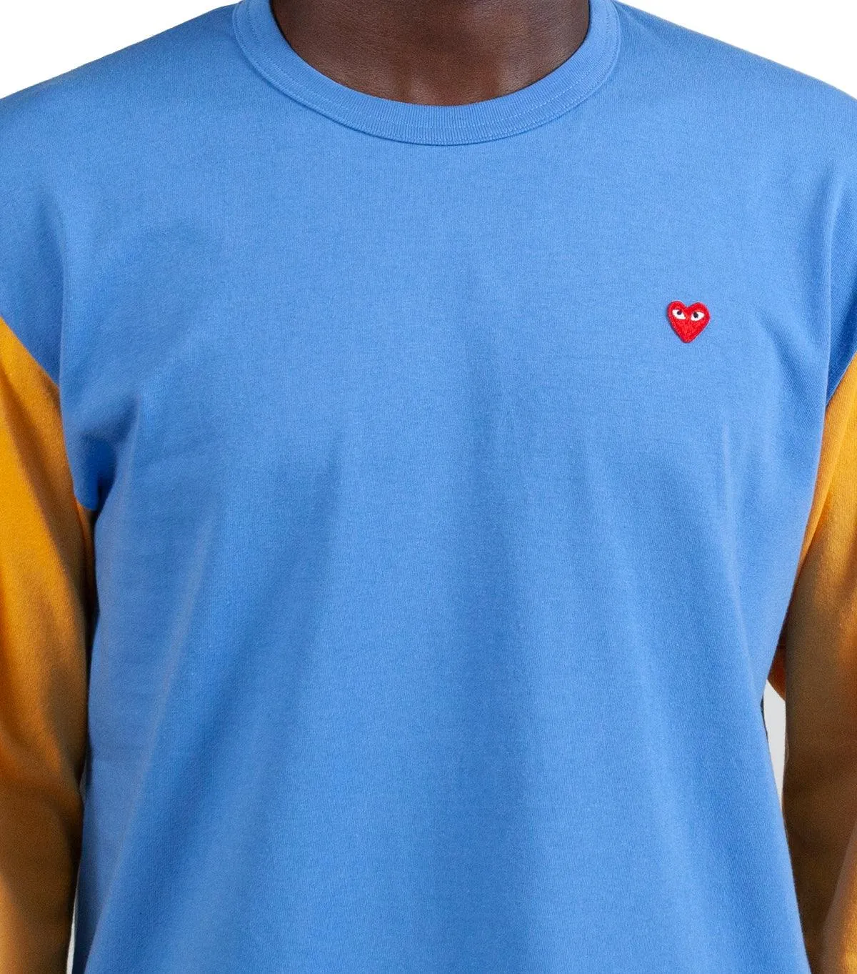 CdG PLAY Bi-Color Long Sleeve T-Shirt Blue