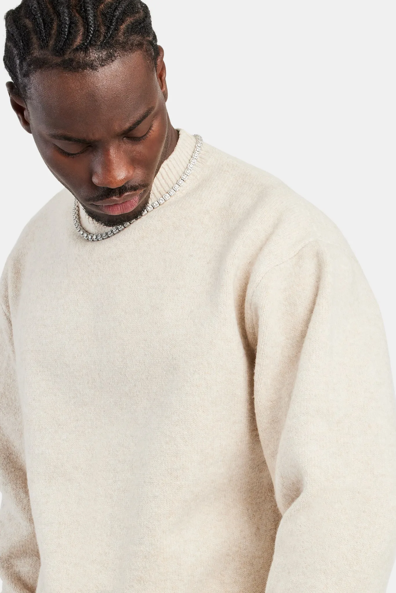 Cernucci Knitted Crew Neck Sweater - Beige