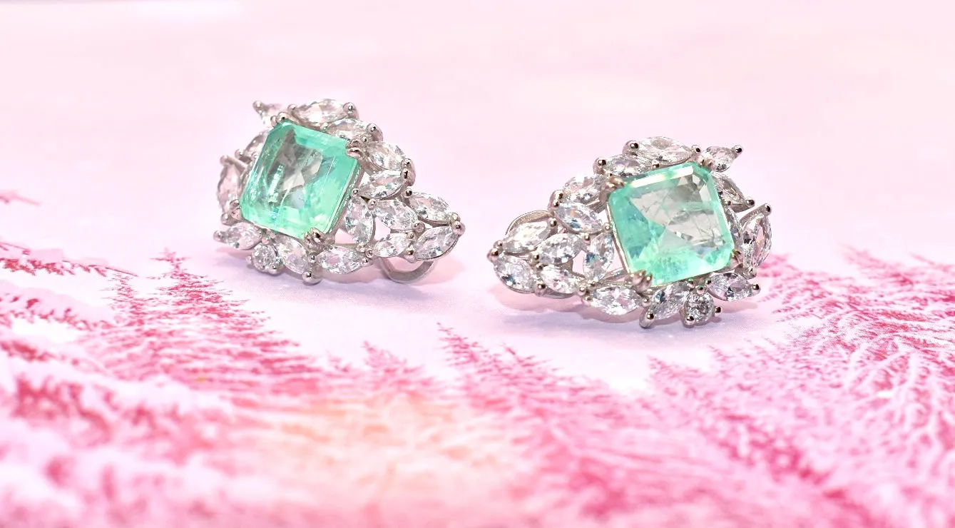 Chalcedony & CZ Statement Earrings