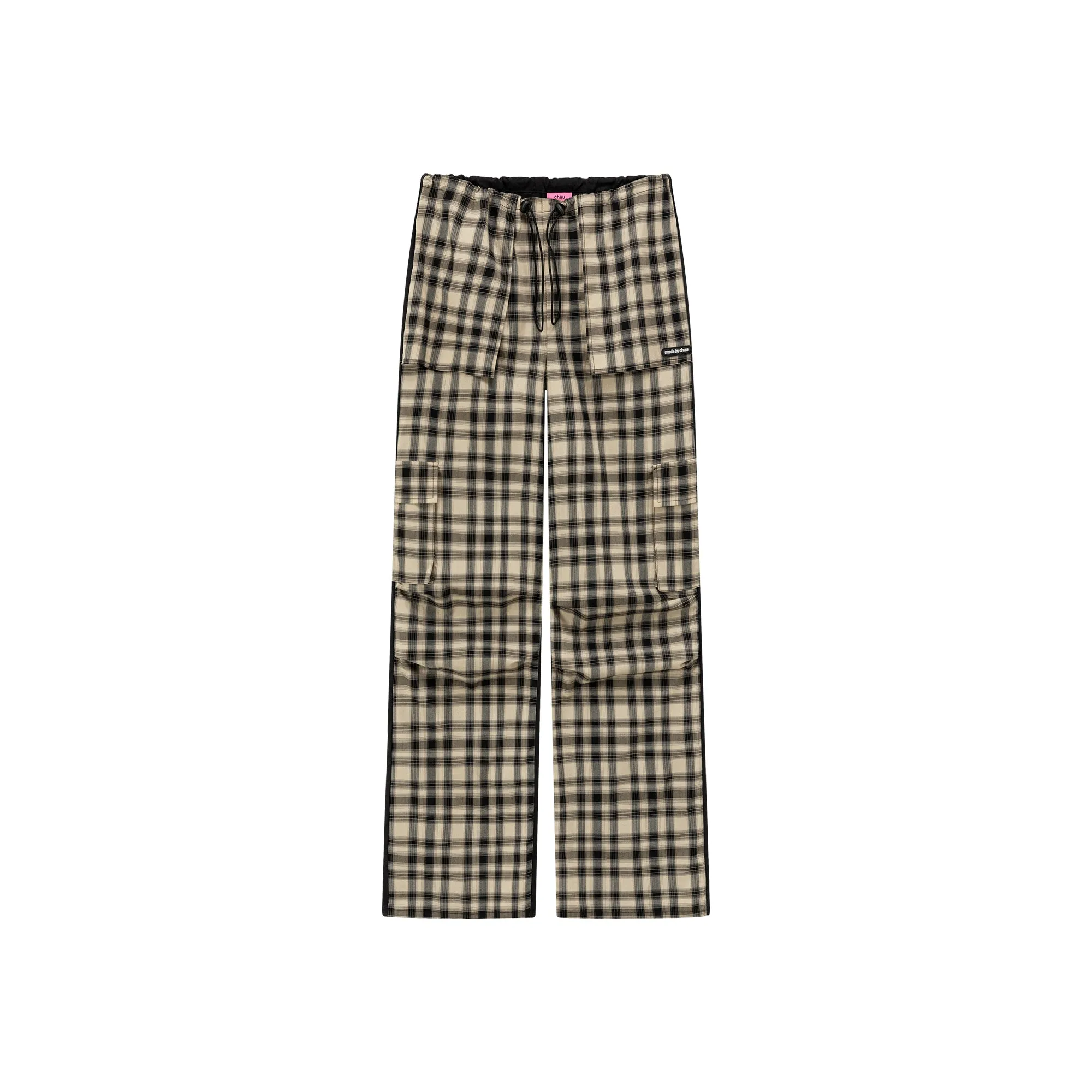 Checked Cargo Contrasting Color Casual Pants