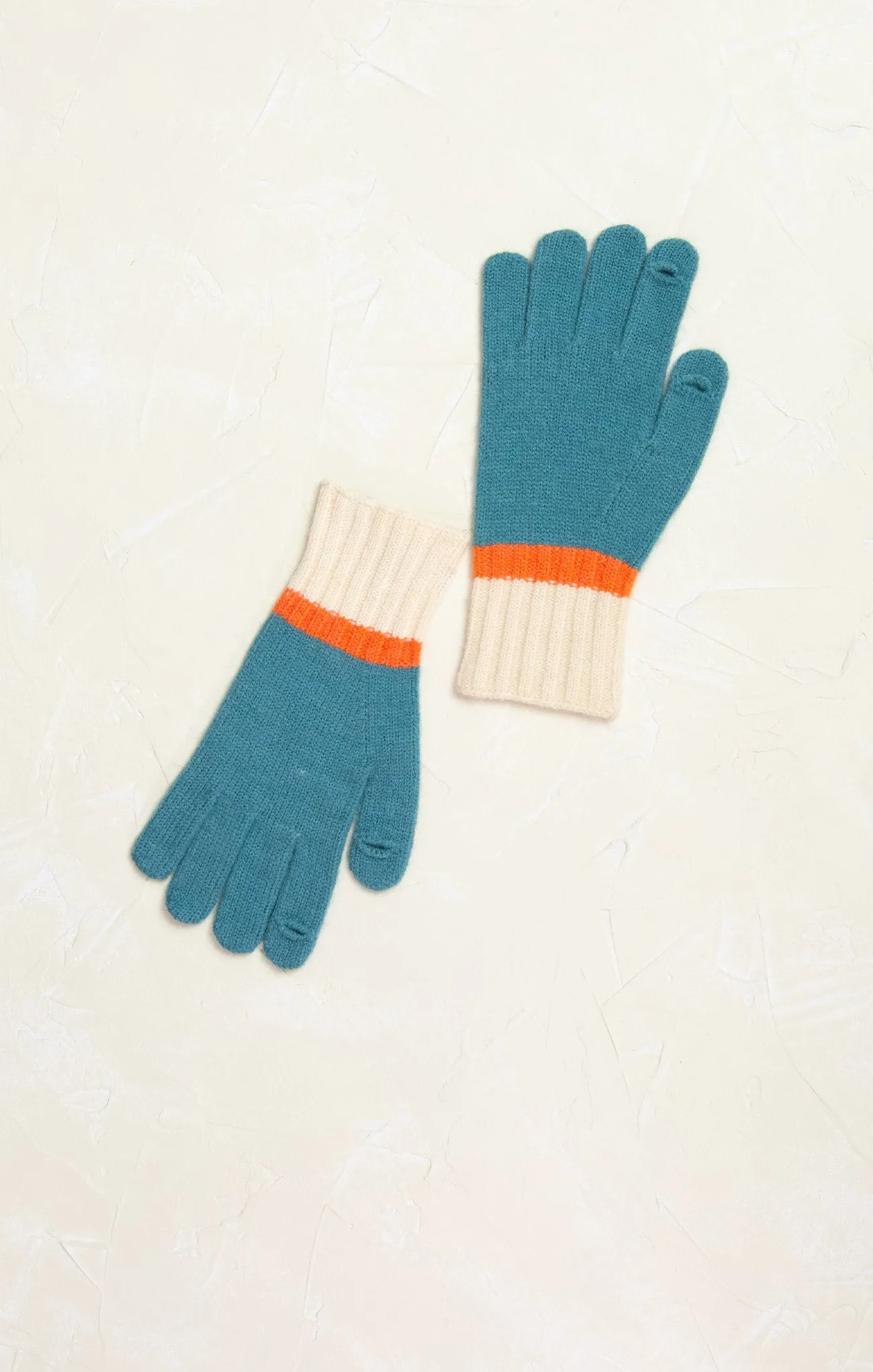 Colorblock Long Knit Gloves