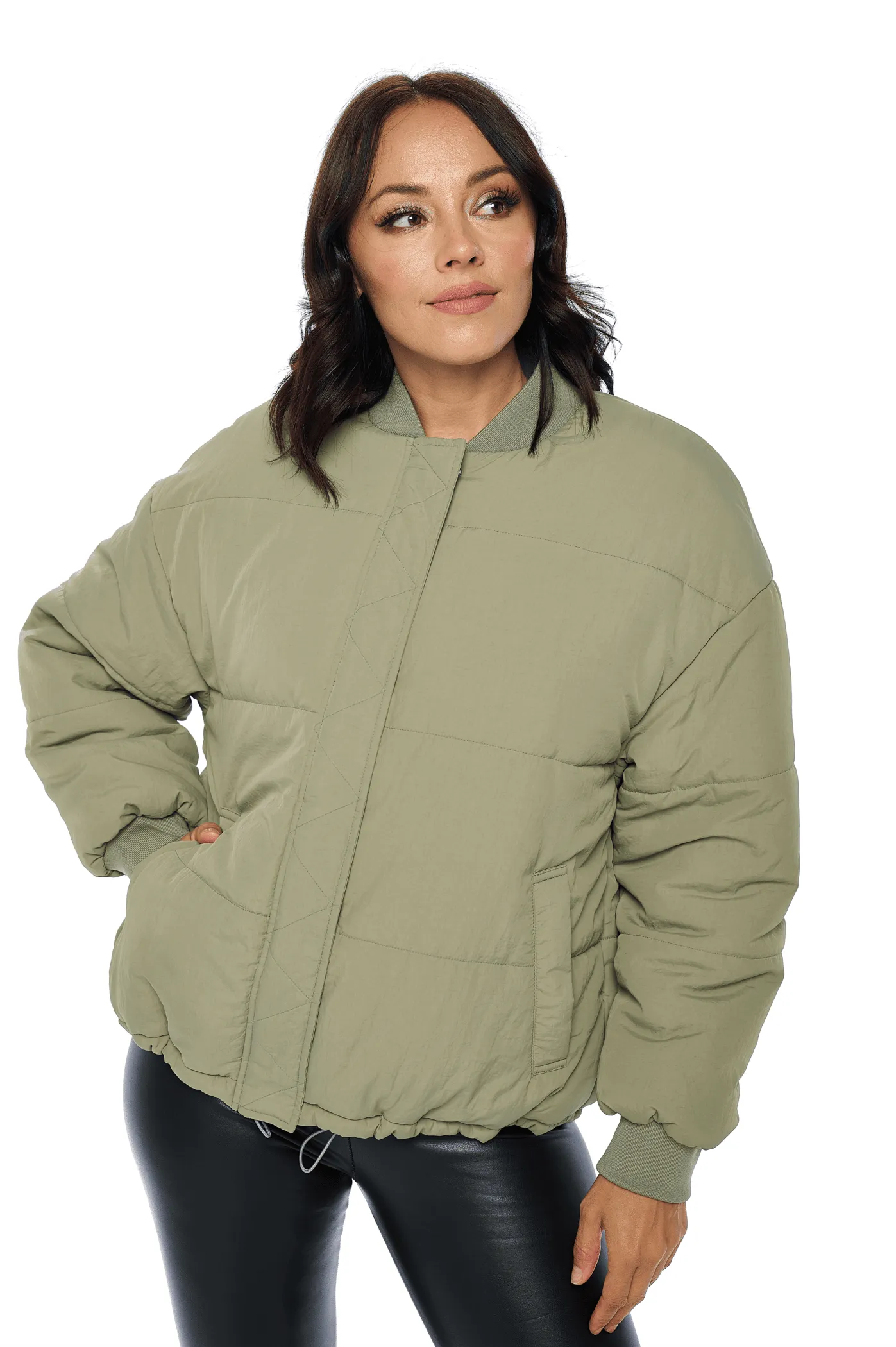 Crinkled Nylon Puffer Jacket