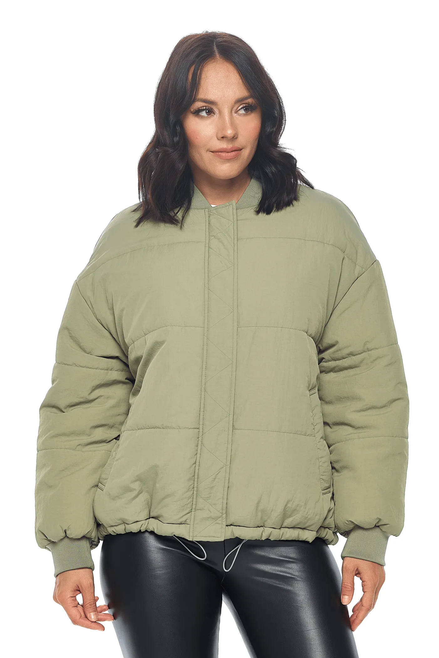 Crinkled Nylon Puffer Jacket