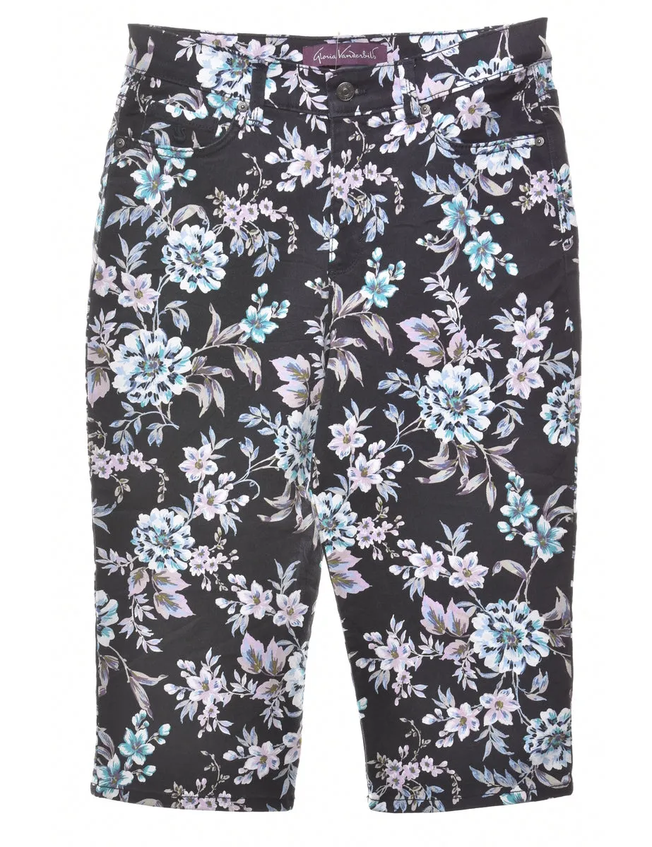 Cropped Floral Tapered Jeans - W29 L17