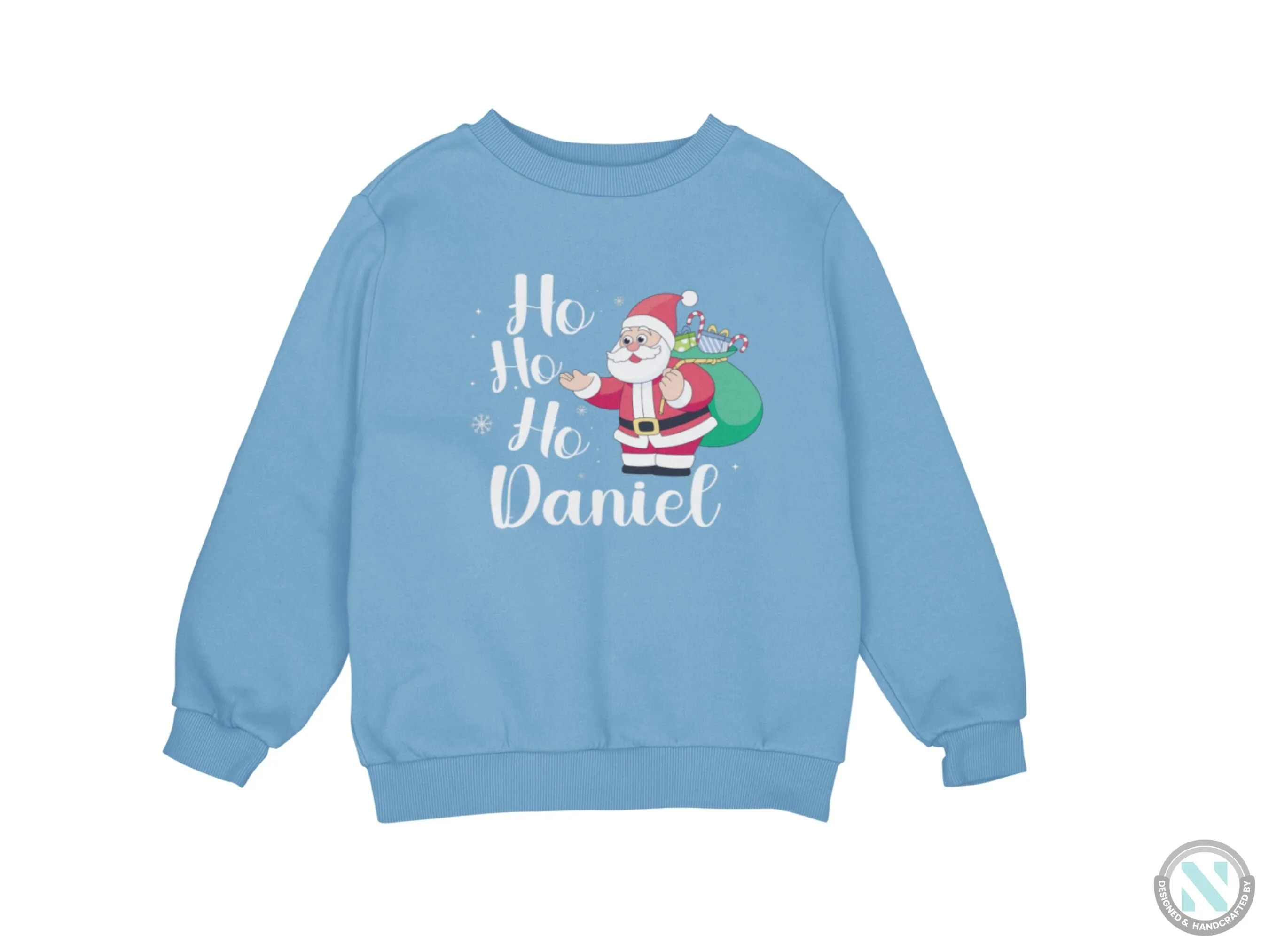 Custom Name Jumper Christmas Sweatshirt Gift for Toddler Boys with Santa