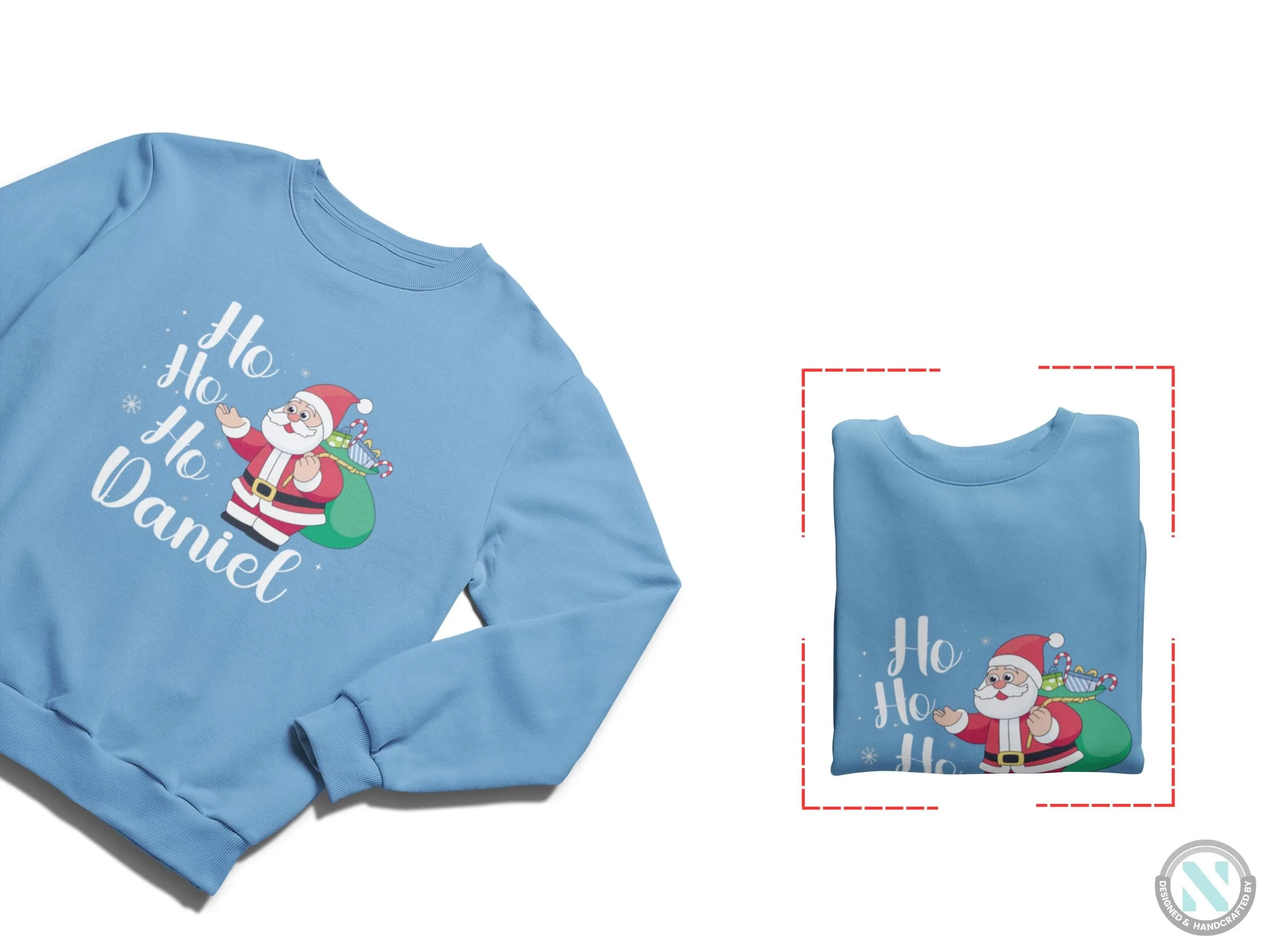 Custom Name Jumper Christmas Sweatshirt Gift for Toddler Boys with Santa