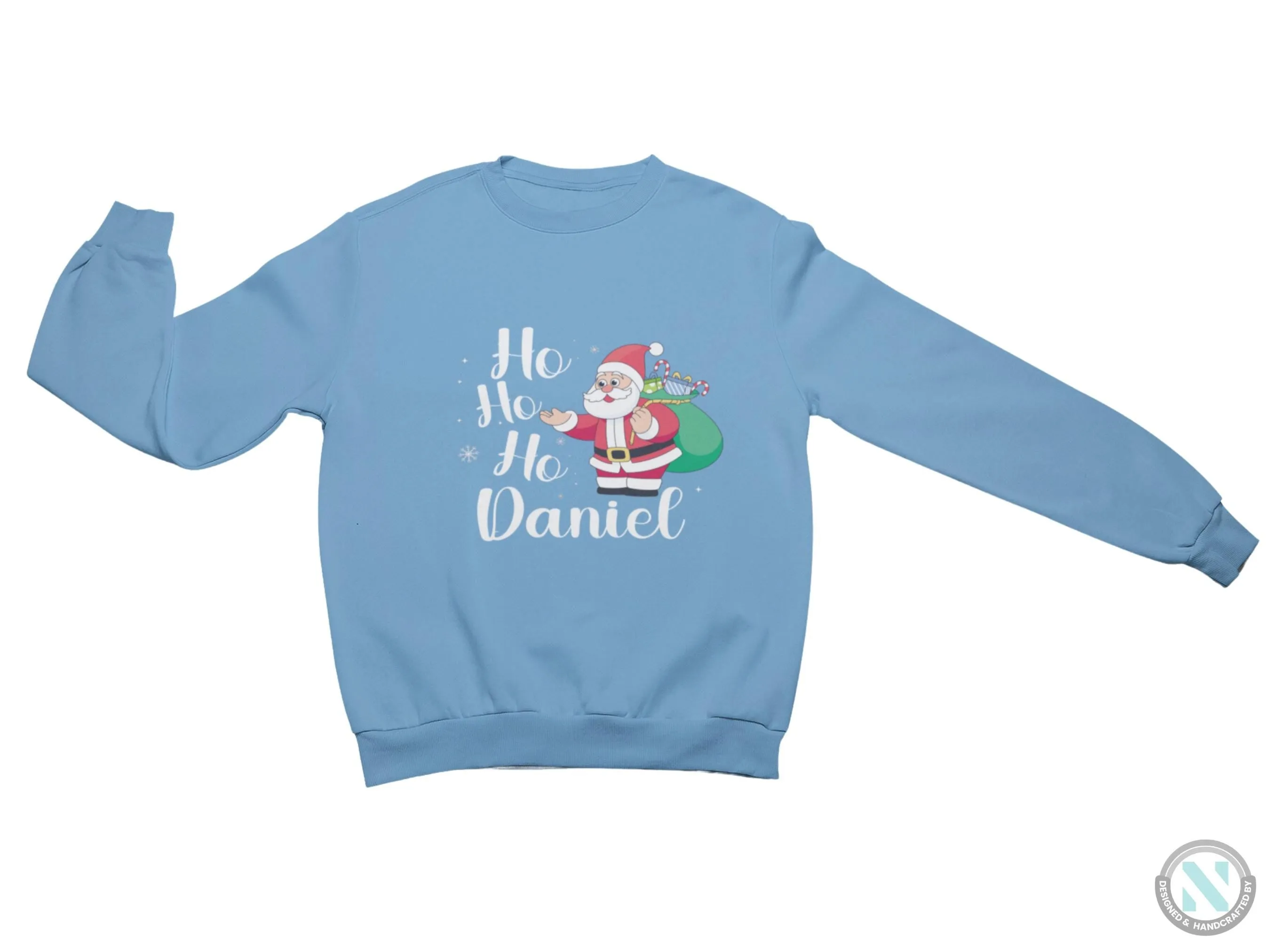 Custom Name Jumper Christmas Sweatshirt Gift for Toddler Boys with Santa