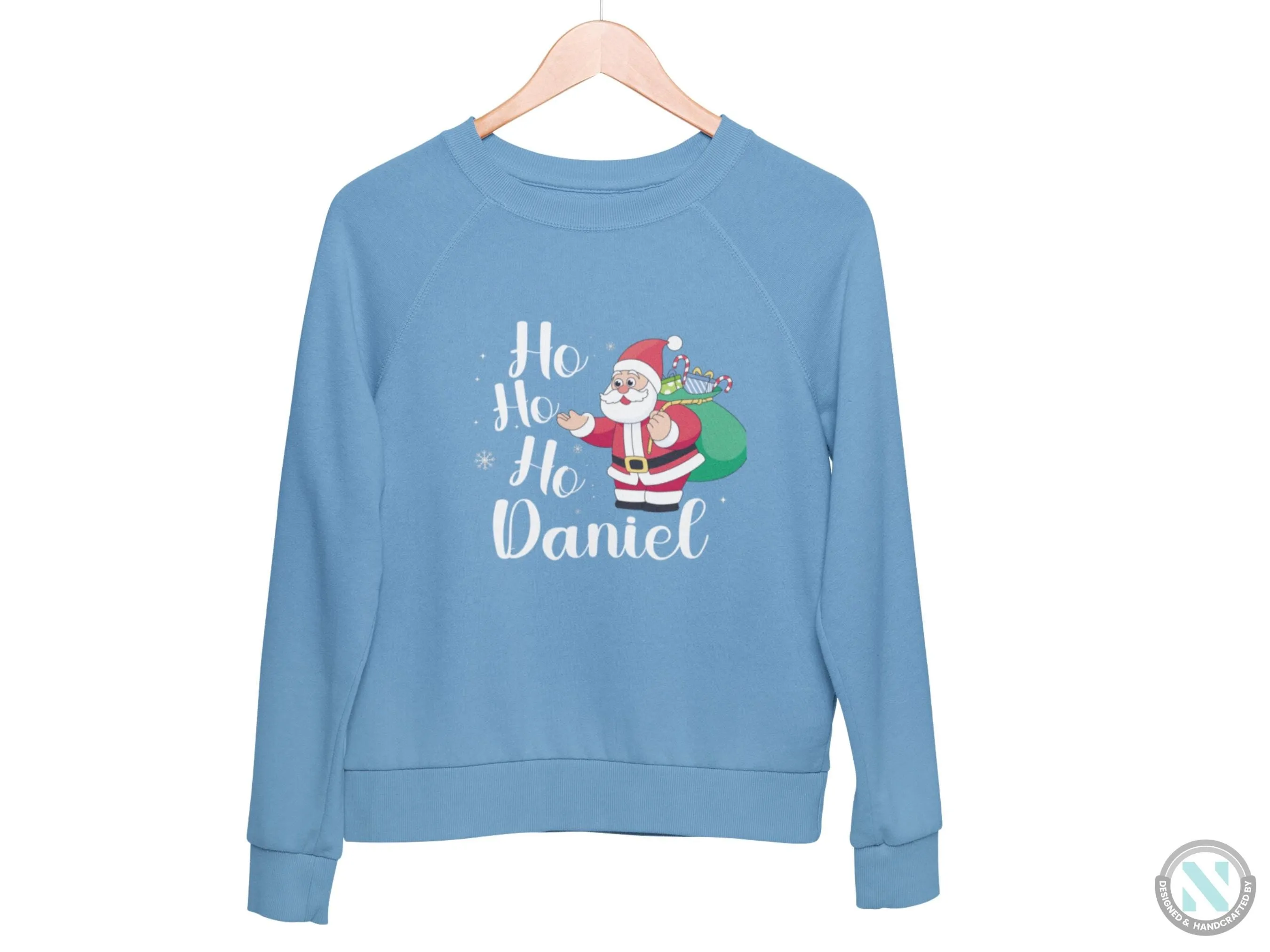 Custom Name Jumper Christmas Sweatshirt Gift for Toddler Boys with Santa