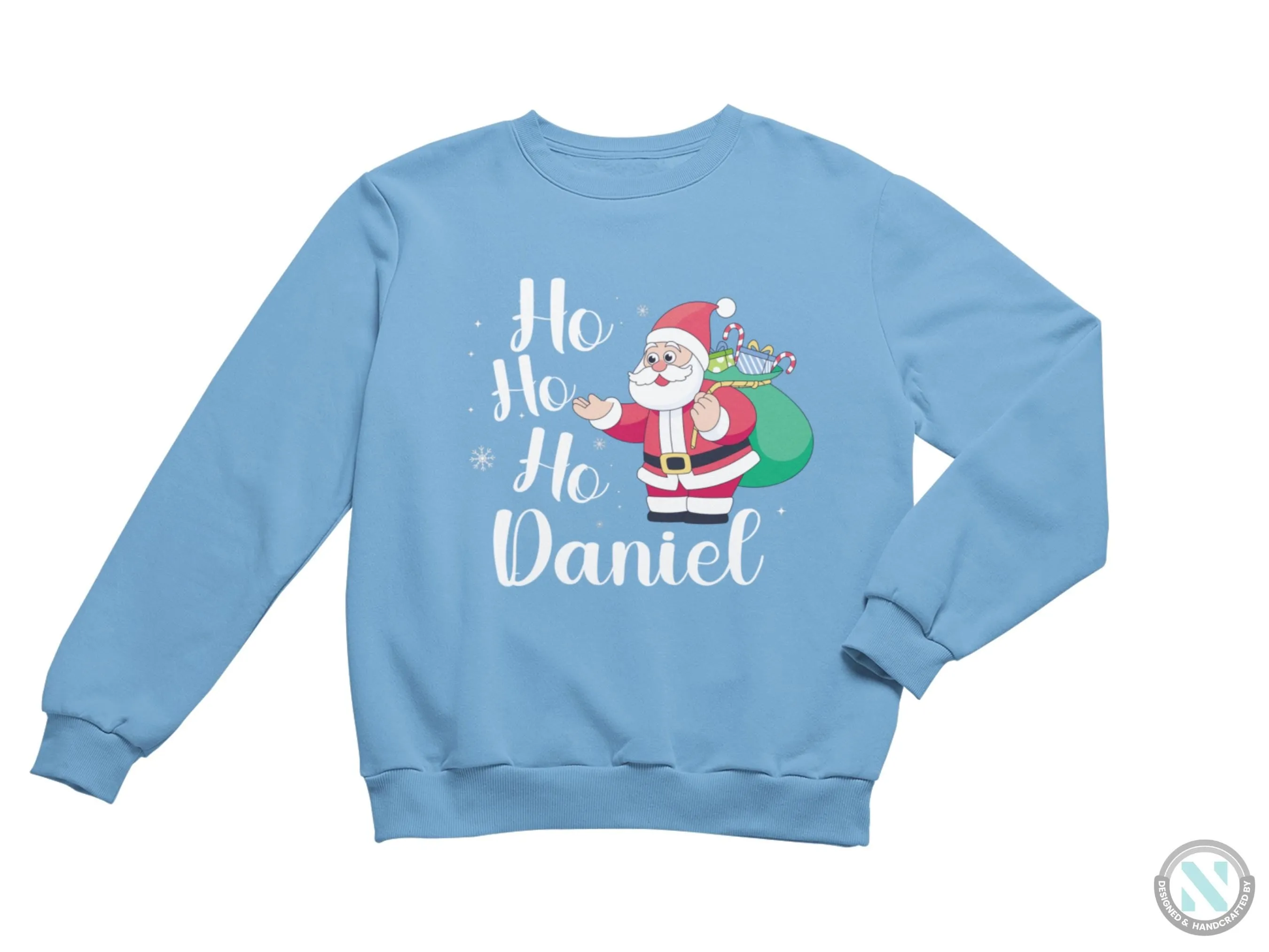 Custom Name Jumper Christmas Sweatshirt Gift for Toddler Boys with Santa