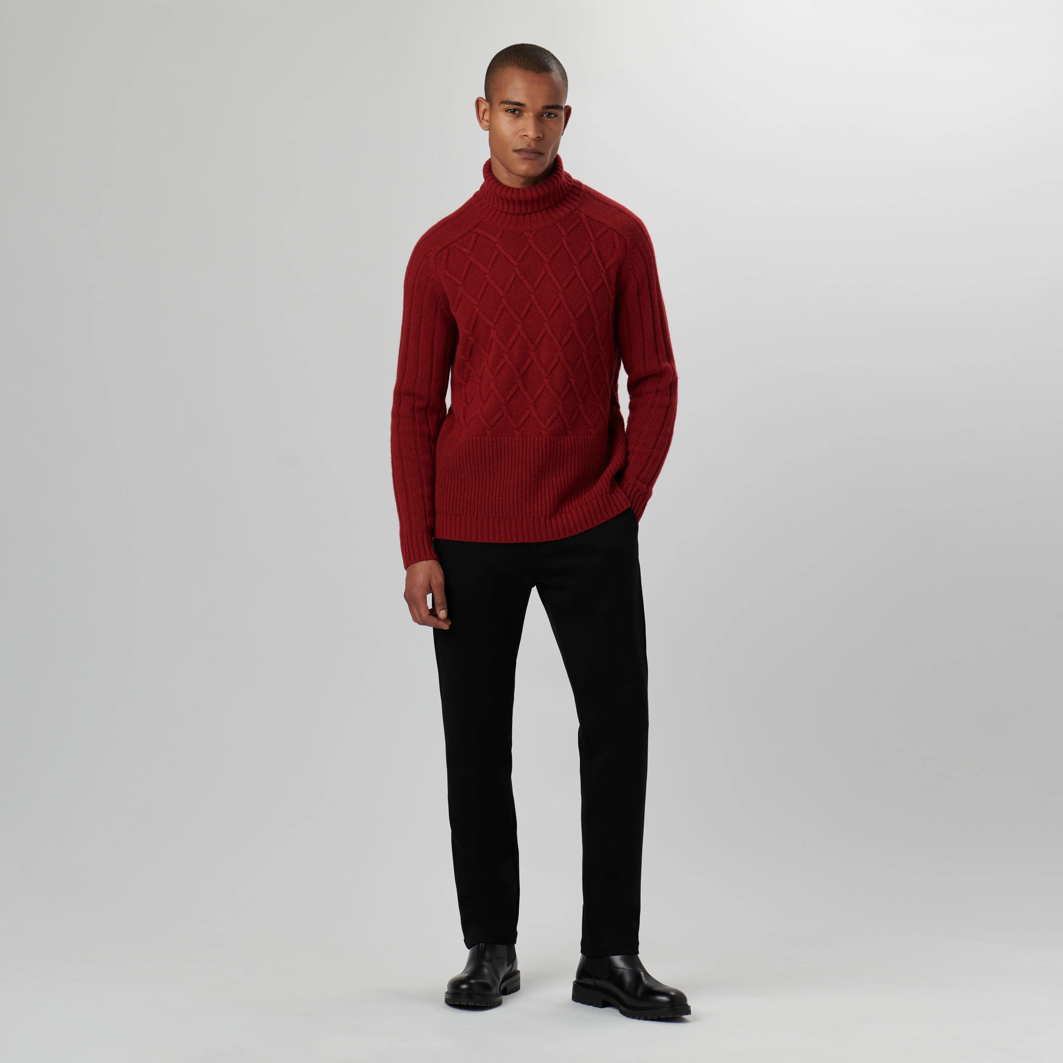 Diamond Stitch Turtleneck Sweater