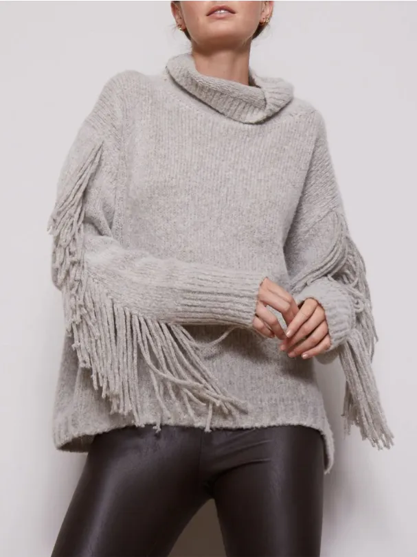 Dusk Melange Deaville Fringe Turtleneck