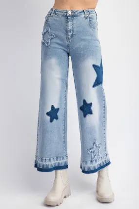 Easel Washed Star Patch Pants