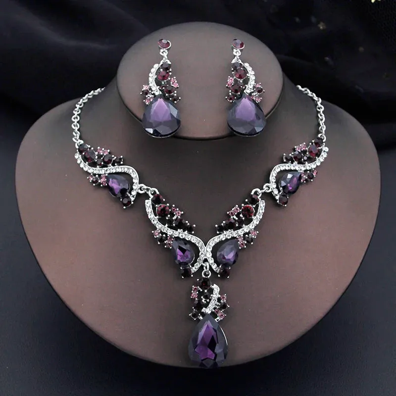 Elegant Fashion Necklace Sets for Women Party Birthday Choker Necklace Earrings Jewelry Set