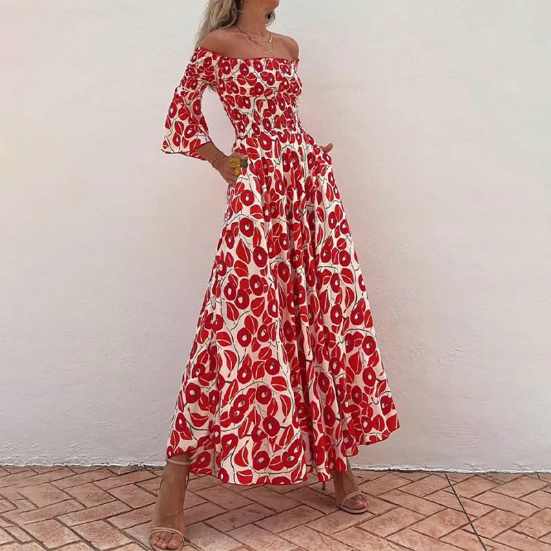 Elegant Off Shoulder High Waist Dress