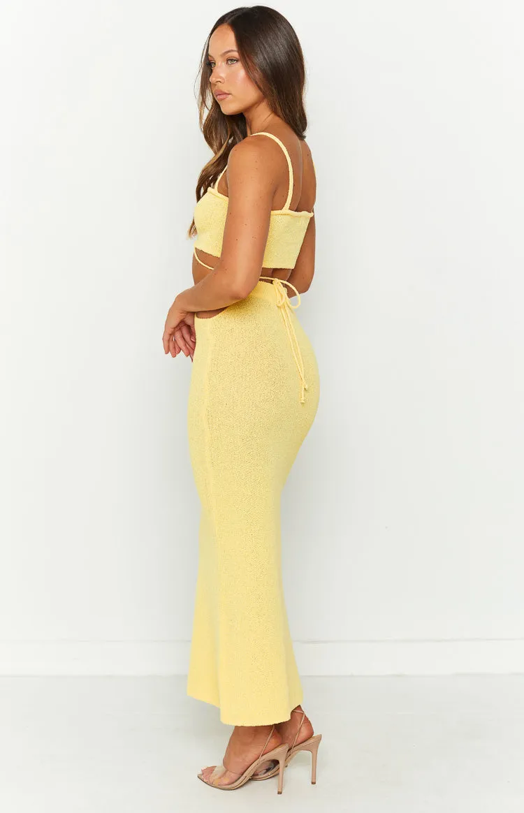 Ellah Yellow Knit Midi Skirt