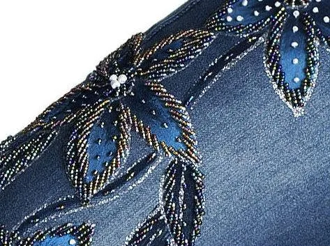 Embellished Floral Faded Denim Jeans