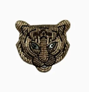 Embroidered Tiger Head Brooch