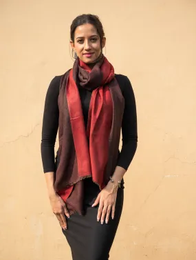 Exclusive Reversible Soft Kashmiri Wool Stole - Brown & Maroon