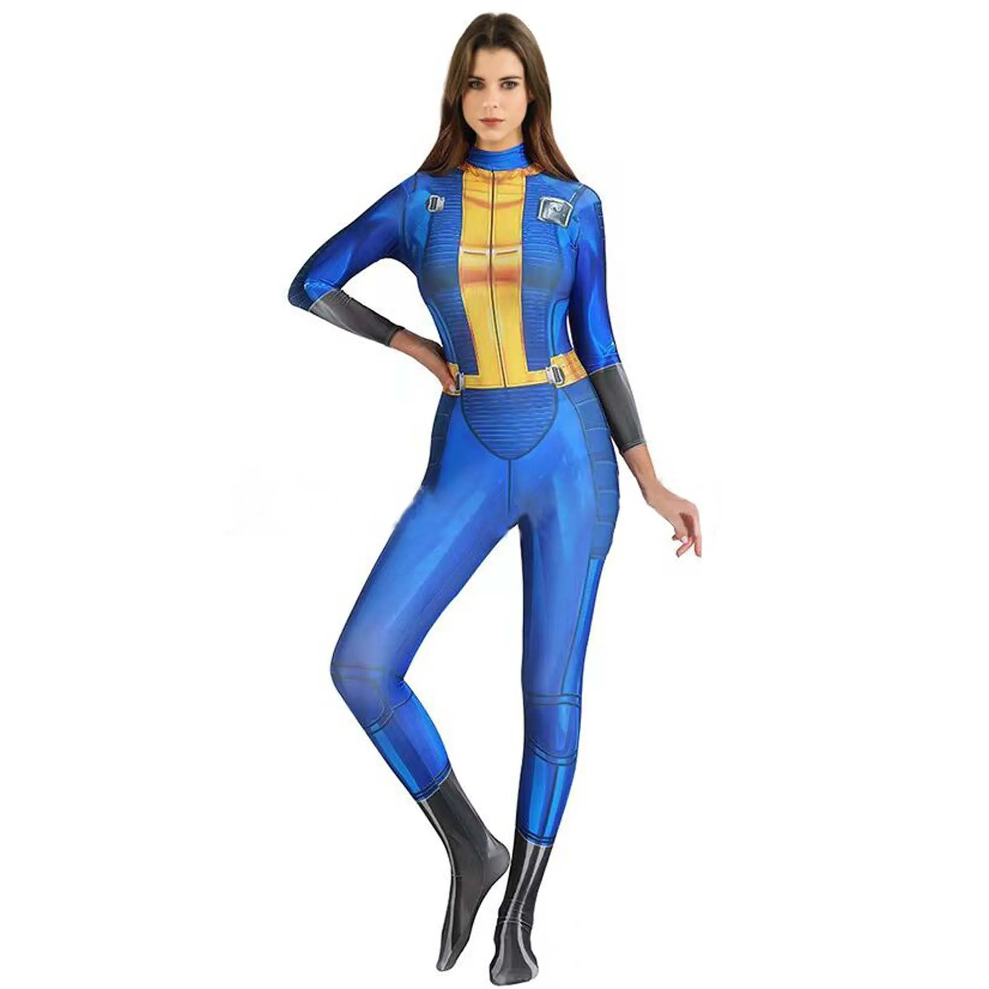 Fallout Vault Jumpsuit for Adults, Blue and Yellow Jumpsuit