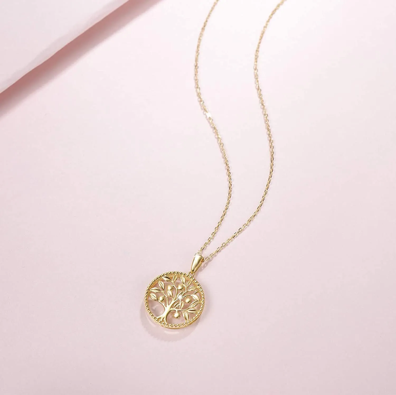 FANCIME Tree of Life 14K Solid Yellow Gold Necklace