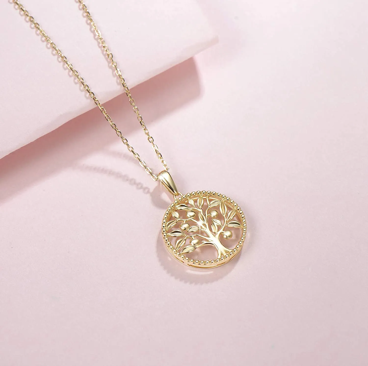 FANCIME Tree of Life 14K Solid Yellow Gold Necklace