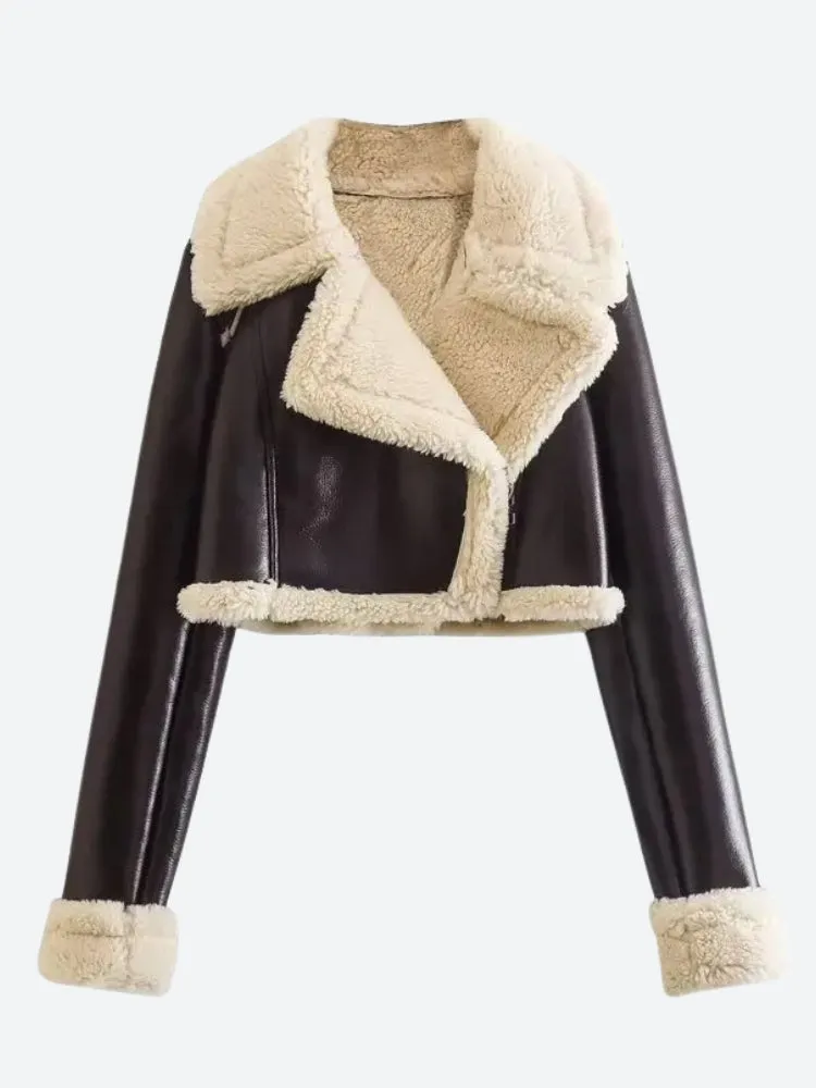 Faux Fur Lined Biker Jacket