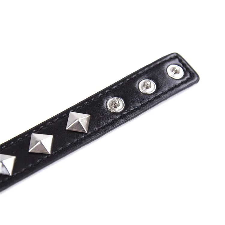 Faux Leather Fetish Collar with Diamond Rivets