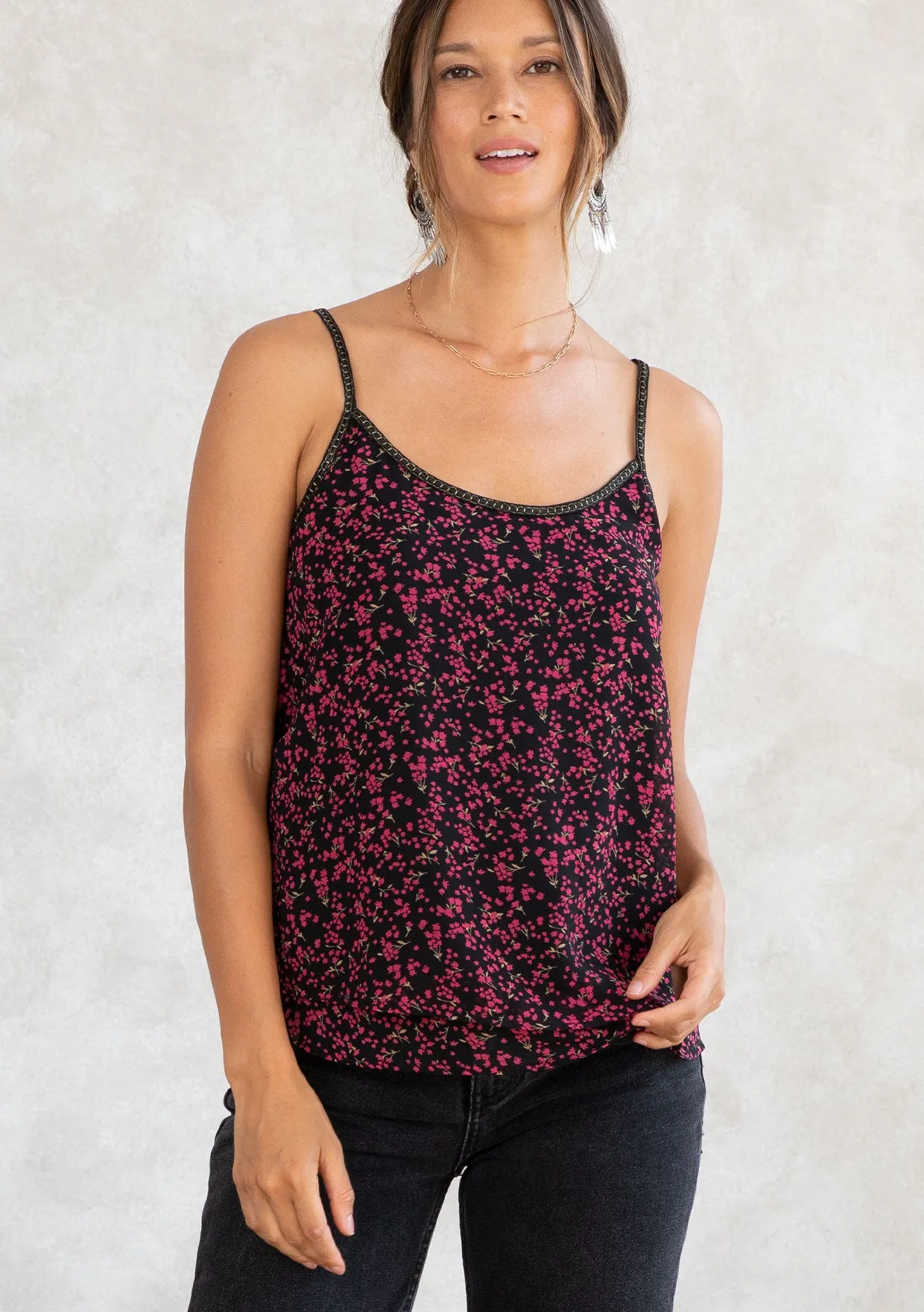 Floral Chiffon Double Layer Spaghetti Strap Top