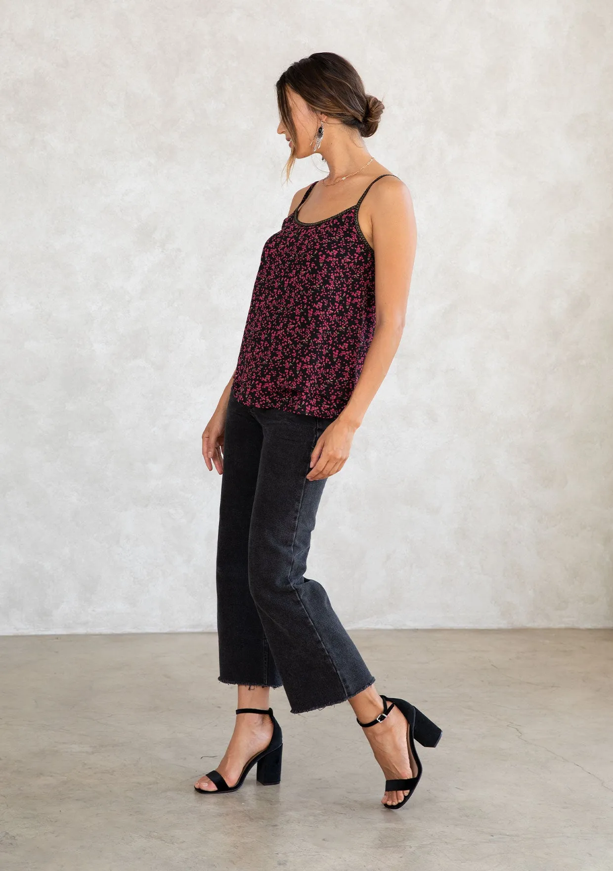 Floral Chiffon Double Layer Spaghetti Strap Top