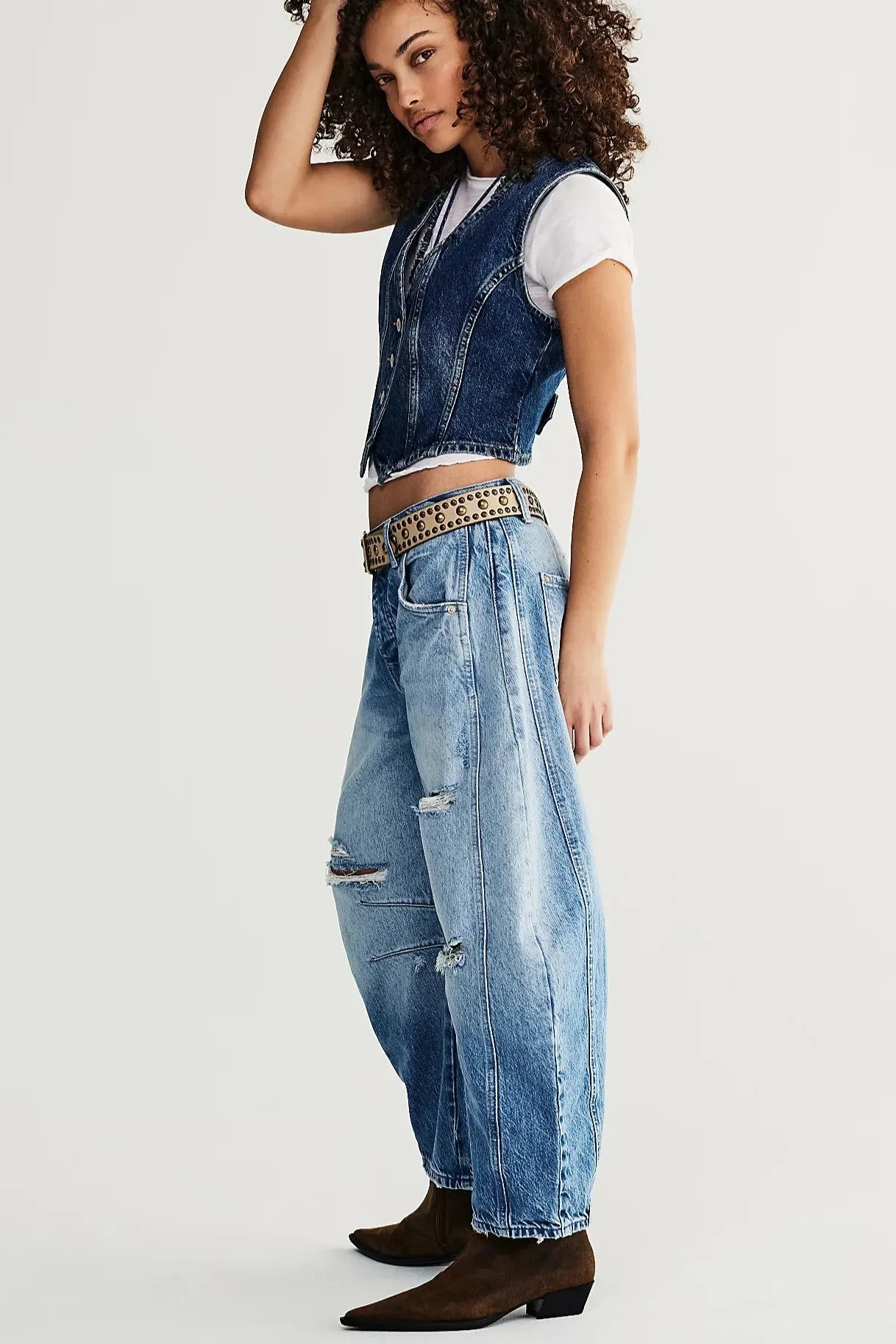 Free People Good Luck Mid-Rise Barrel Jeans