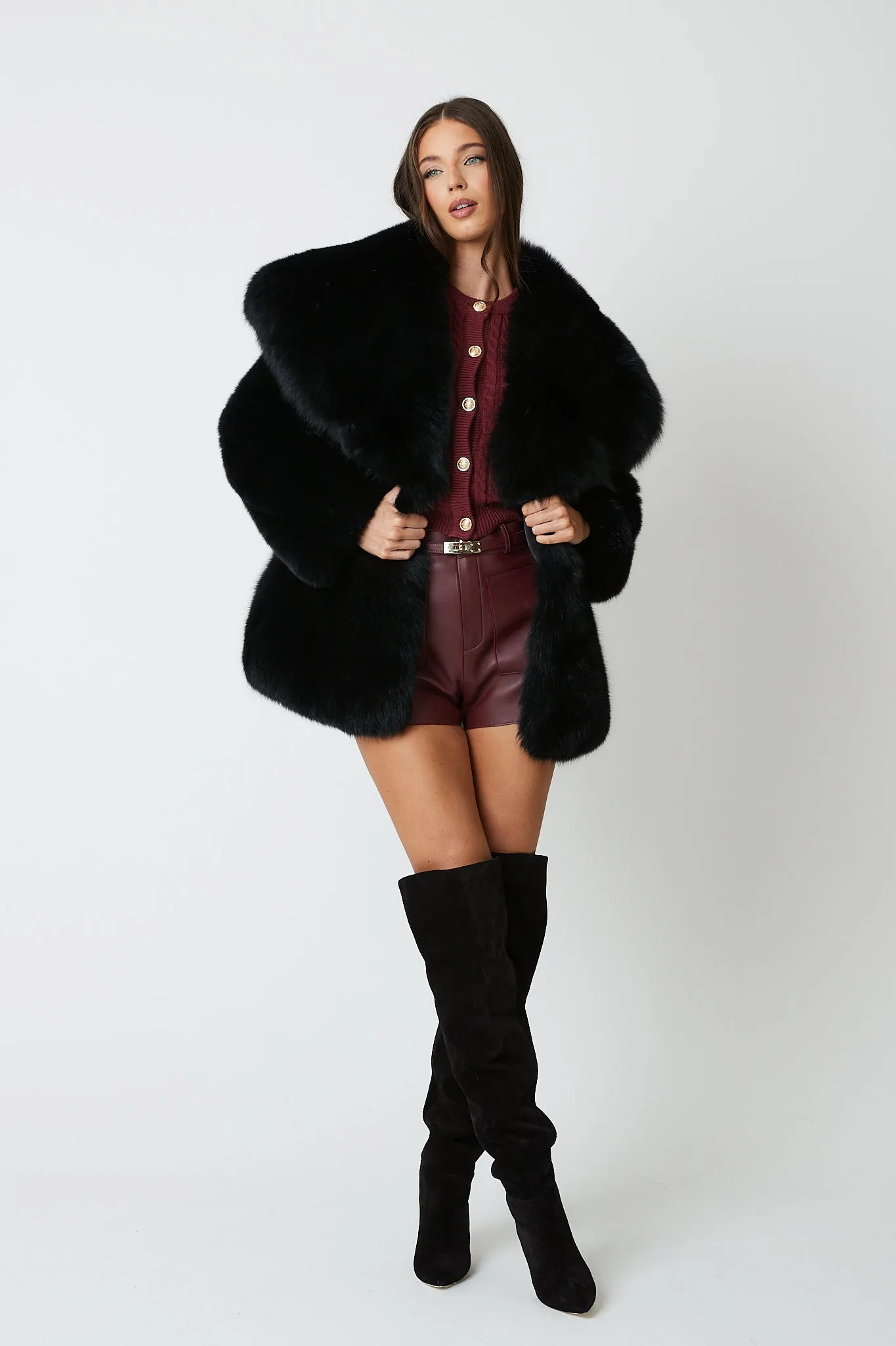 Gabi Full Pelt Fox Fur Coat with Collar