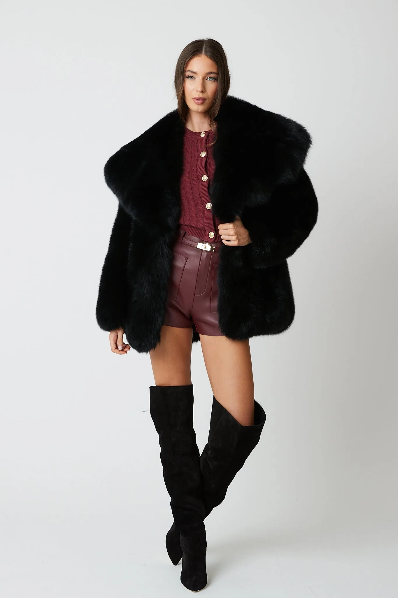 Gabi Full Pelt Fox Fur Coat with Collar