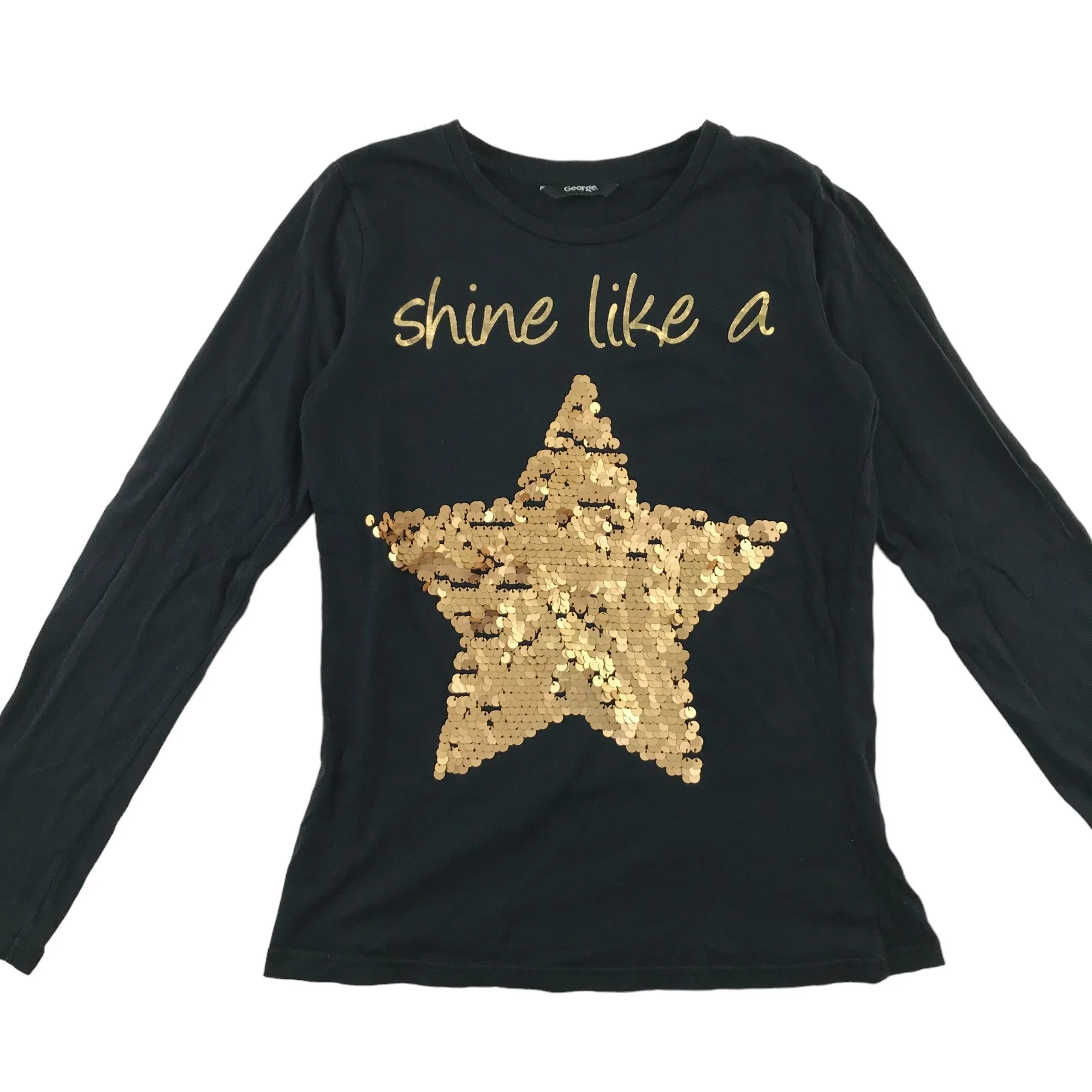 George t-shirt 10-11 years black long sleeve sequin star