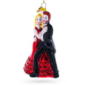 Graceful Dancing Couple - Opulent Blown Glass Christmas Ornament