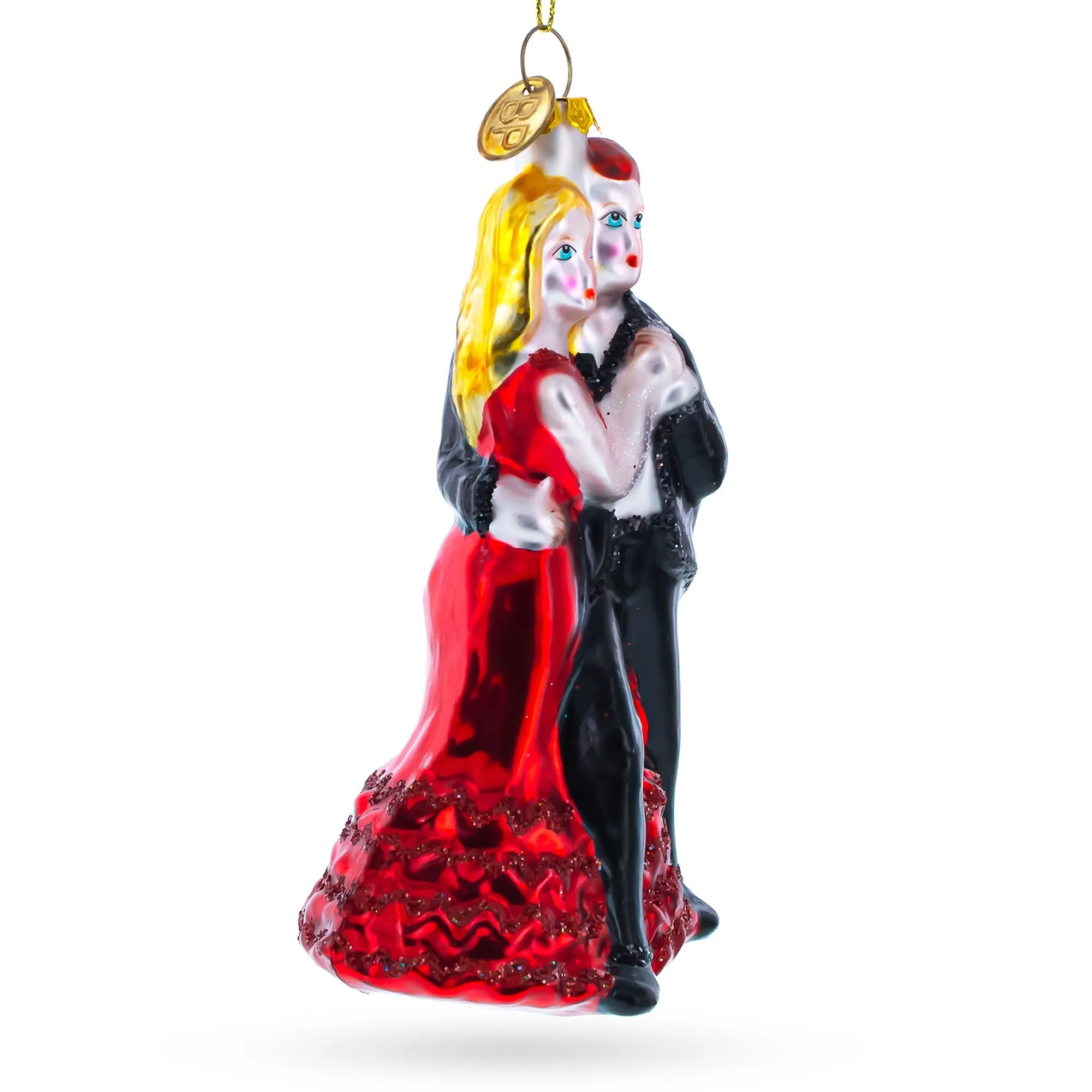 Graceful Dancing Couple - Opulent Blown Glass Christmas Ornament