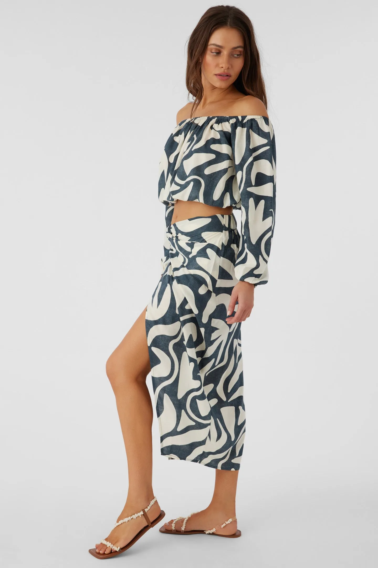 GRETCHEN BEACH HUT GEO KNOT WRAP MIDI SKIRT