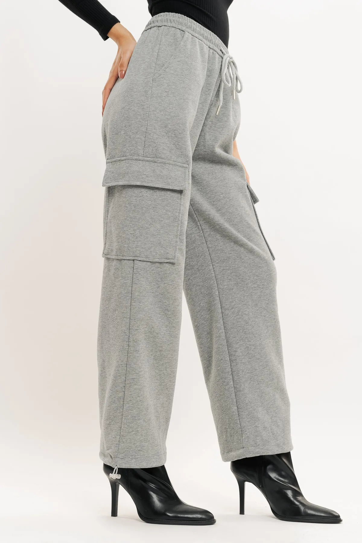 Grey Wide Leg Cargo Trouser