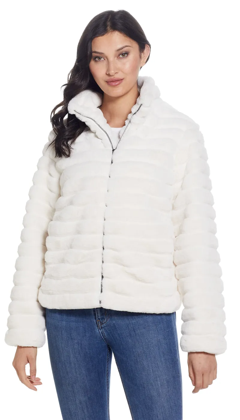 GROOVED FAUX FUR JACKET